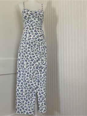 Zara Floral Ruched Midi Dress